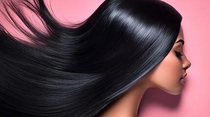 Obraz premium Portrait of a beautiful woman with long black hair. Beauty and fashion.