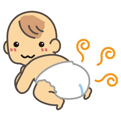 オムツが臭うあかちゃんのイラスト