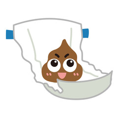 オムツの上に乗っているウンチのキャラクター