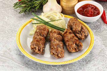 Beef kebab minced meat with onion