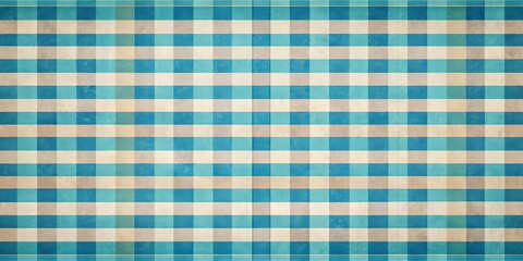 Classic Teal and Beige Gingham Pattern Background Texture for Design Projects
