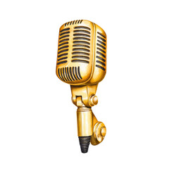 Fototapeta premium Vintage Golden Microphone Watercolor Illustration
