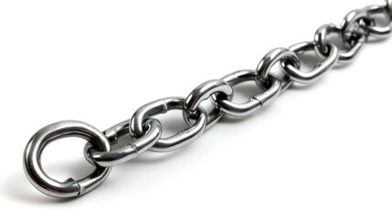 Obraz premium Close-up of a shiny metal chain on white background.