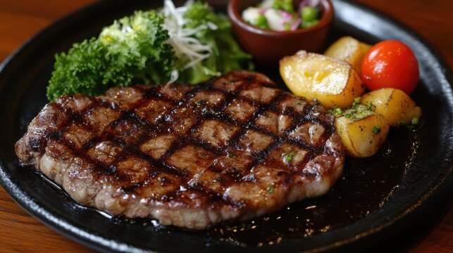 Savoring Hambagu Steak with Demiglace Sauce in Japan A Culinary Delight with Fresh Vegetables