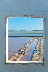 Formentera lago salado de la Savina, Salinas de Ferrer, con flamencos