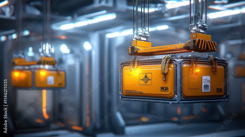 Poster Smart cranes moving containers under an automated system
