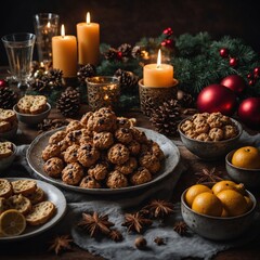 Fototapeta premium christmas cookies and nuts