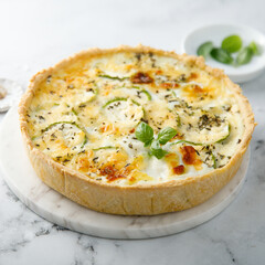 Homemade courgette quiche with cheese