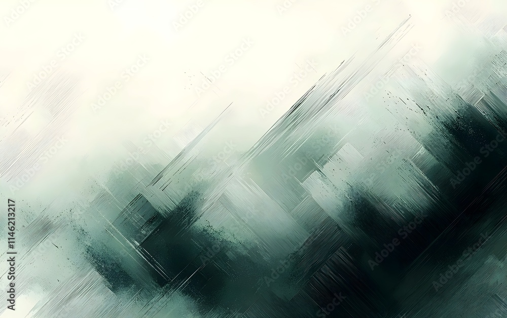Poster A serene abstract artwork featuring soft greens and whites, creating a calming atmosphere with brushstroke textures and ethereal depth.