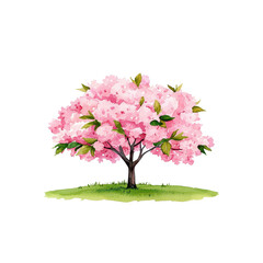 Fototapeta premium Lush Watercolor Cherry Blossom Garden Scene