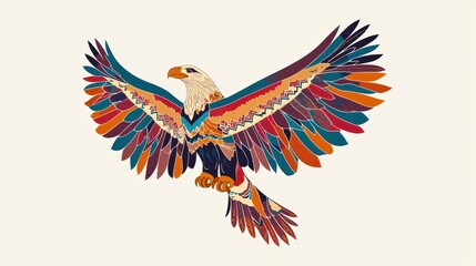 Fototapeta premium Majestic eagle soaring in vibrant colors digital art nature inspirational viewpoint