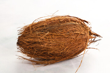 Natural exotic brown hairy coconut