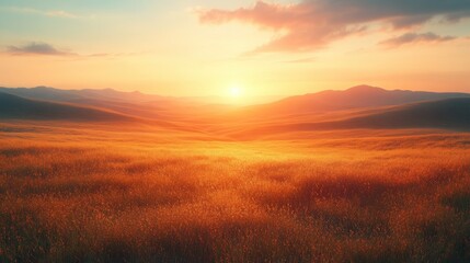 Obraz premium Beautiful rolling hills at sunrise under a vast open sky