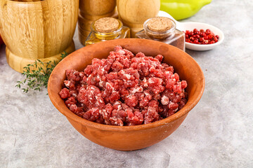 Raw beef minced meat for cooking