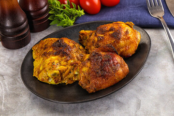 Roasted chicken thighs  with spices