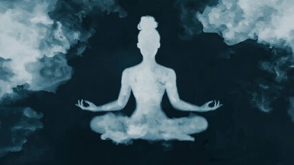 Serene Yoga Pose in Smoky Clouds Mindfulness Meditation Peace Tranquility