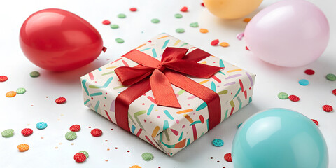 gift box with balloons