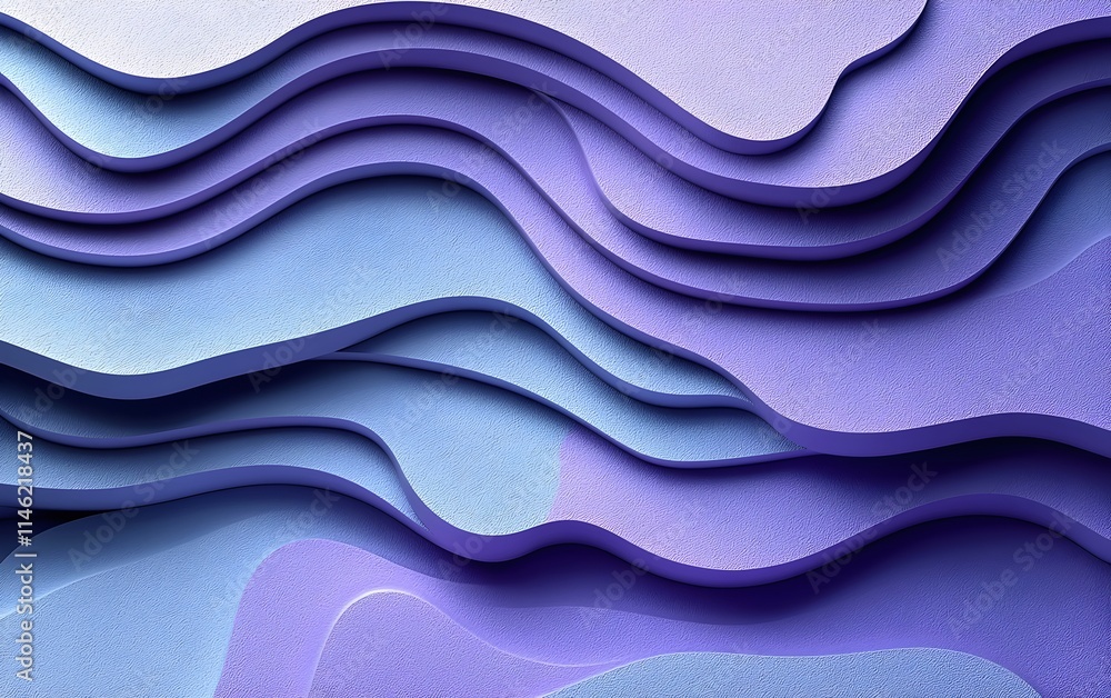 Poster a mesmerizing abstract design featuring flowing waves in various shades of purple and blue, creating