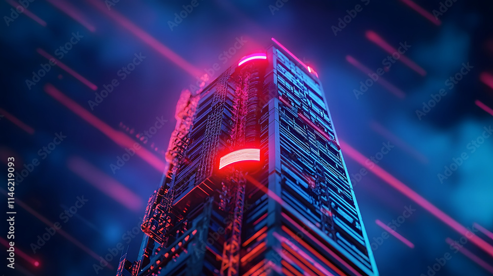 Poster cyber security tower - securing data and information