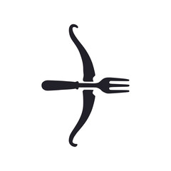 fork and bow restaurant food meal logo vector illustration template design