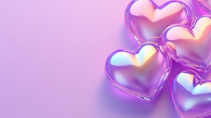 Background with hearts on purple	
