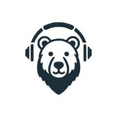 bear podcast wild animal media logo vector illustration template design