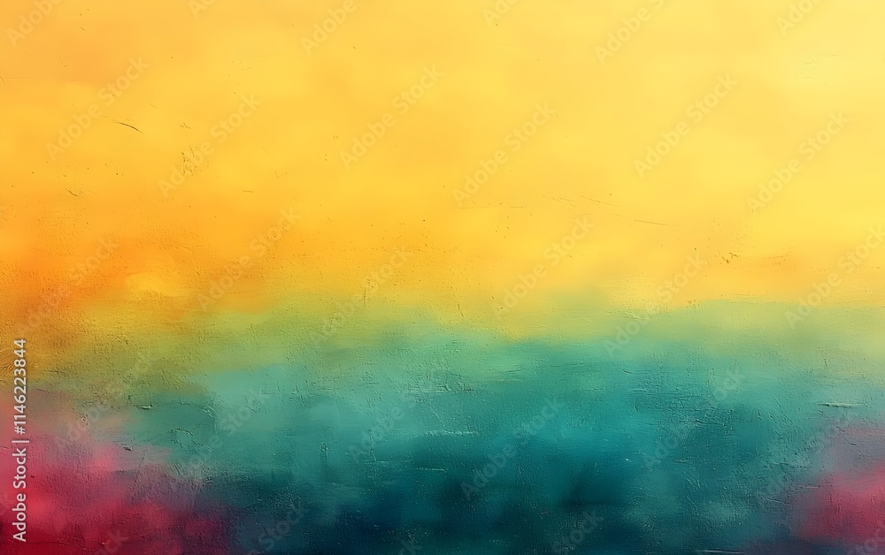 Poster a vibrant abstract background featuring a gradient blend of warm yellow transitioning to deep teal, 