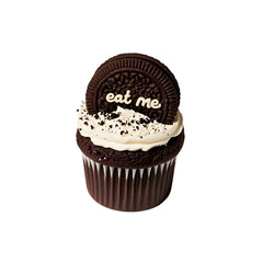 Baked Cookies and Cream Cupcake on transparent background