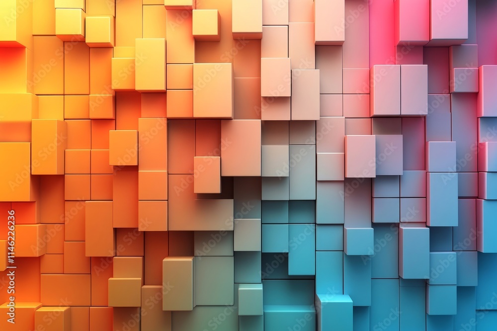 Aufkleber 3d abstract digital background with geometric shapes, generative ai