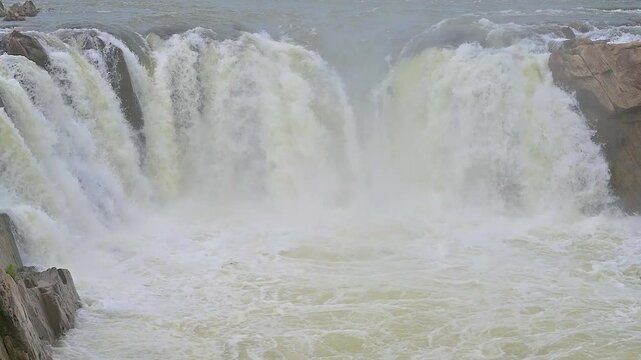 The Dhuandhar water falls at the Narmada river in Bhedaghat, Jabalpur, Madhya Pradesh, India.