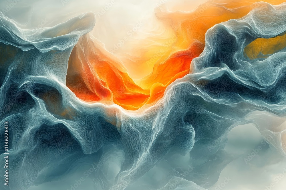 Poster modern art digital abstract background with color flow, generative ai