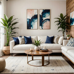 arafed living room with a white couch and a coffee table

