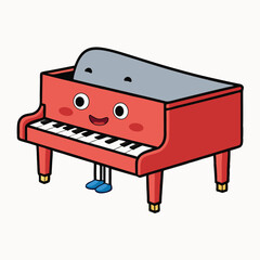 Cute concert grand piano in cartoon style. vector icon isolated on white background