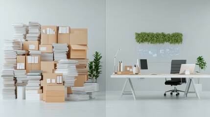 Office Transformation: From Paper Chaos to Futuristic Efficiency.
