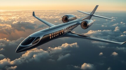 Obraz premium Modern Passenger Airliner Soaring Through Clear Skies - Photorealistic Image Illustrating Comfortable Travel Experience