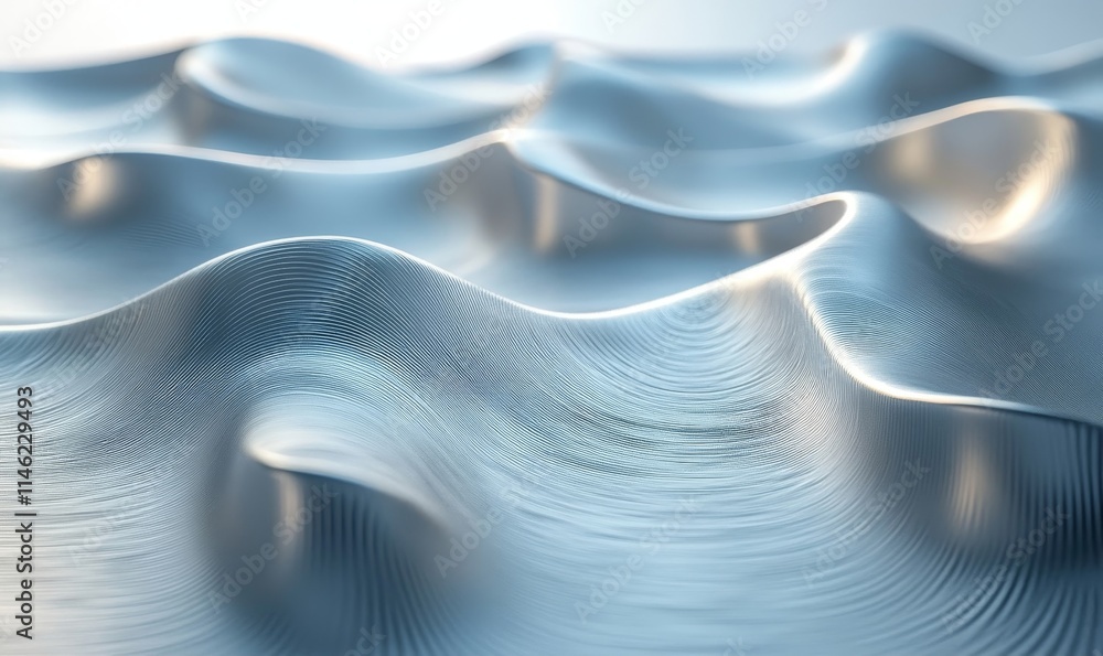 Poster chrome waves abstract digital background with modern design, generative ai