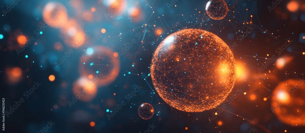 Aufkleber abstract representation of particles and connections in a digital space.