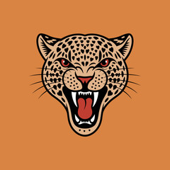 Illustration of Roaring Leopard Head
