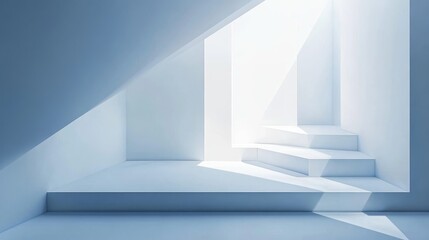 Obraz premium A serene, minimalistic interior with light, background, elegant streaming through, highlight, background, eleganting steps and angles.