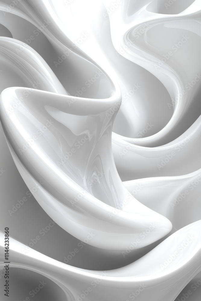 Poster 3d abstract white digital background with smooth lines, generative ai