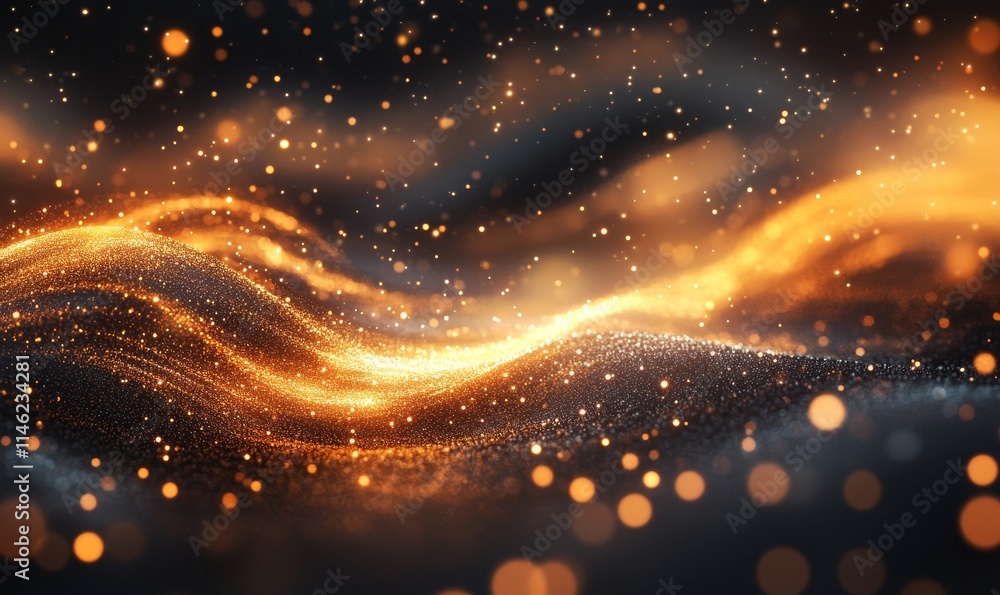 Poster elegant abstract digital background with flowing light, generative ai