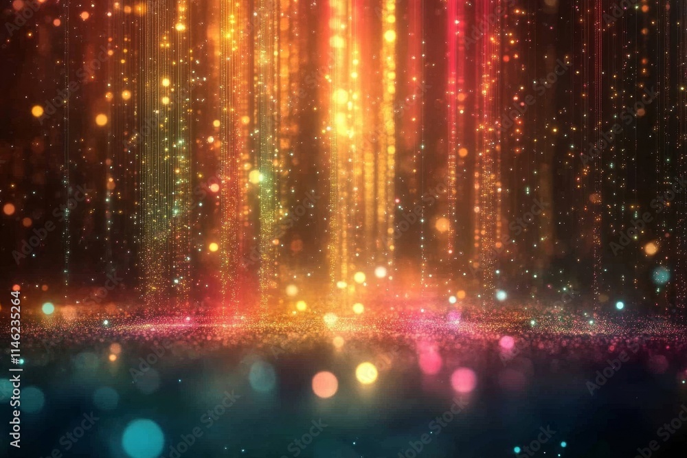 Poster abstract cyber space digital background with glowing lights, generative ai