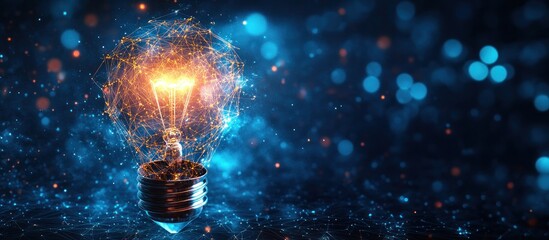 A glowing light bulb with a network of connections, symbolizing innovation and ideas.