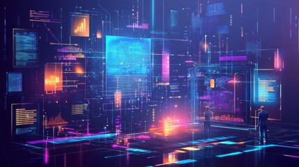 Big data business software abstract concept vector illustration set. Innovative big data solutions, tools and programming, information visualization, analytics platform, open source abstract metaphor