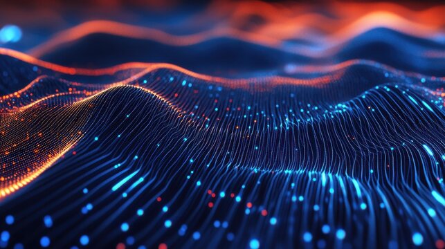 Big data flow technology and science vector background, tech abstraction with lines electronics and digital style in 3D dimensional perspective, abstract illustration.