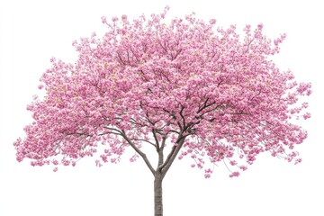 Pink cherry blossom tree isolated on white background. (1)