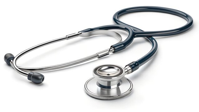 Black stethoscope isolated on white background, a medical equipment for heart and lung examination