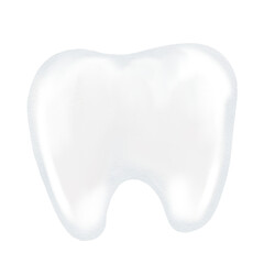 Tooth watercolor. Clean tooth. Cute cartoon baby molar on isolated white background. Dental clip art. Ideal for cards and invitations to the party baby's first tooth, posters in the doctor's office