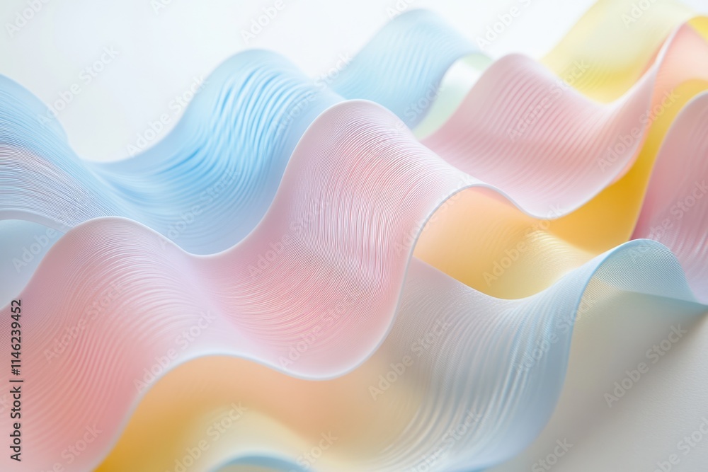 Aufkleber soft pastel waves of layered paper, creating a calming and dreamy abstract texture.