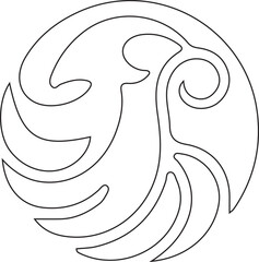 Lion animal anagram symbol logo icon design with line silhouette as a depiction of assertiveness